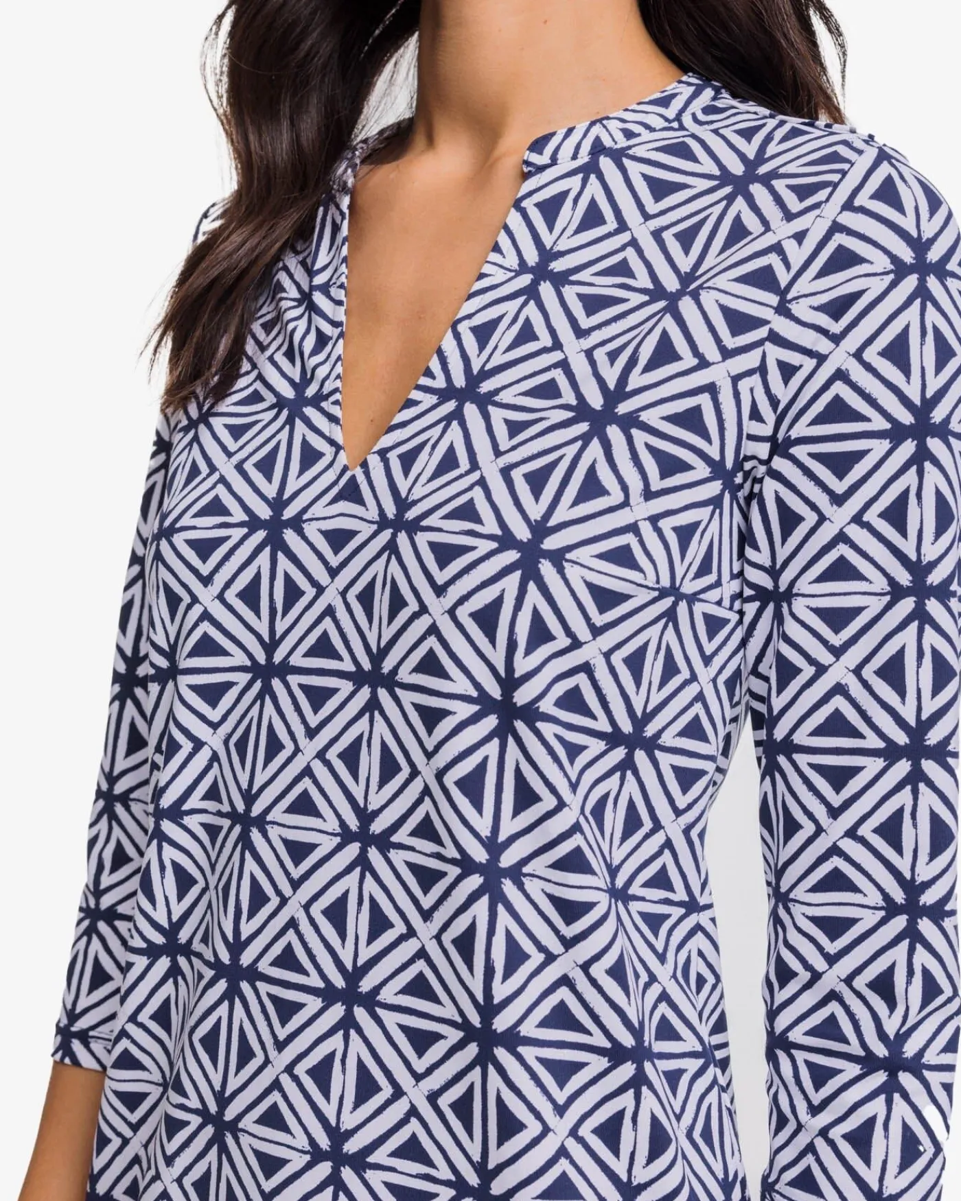 New Southern Tide Alicia Painted Geo Performance Dress Nautical Navy