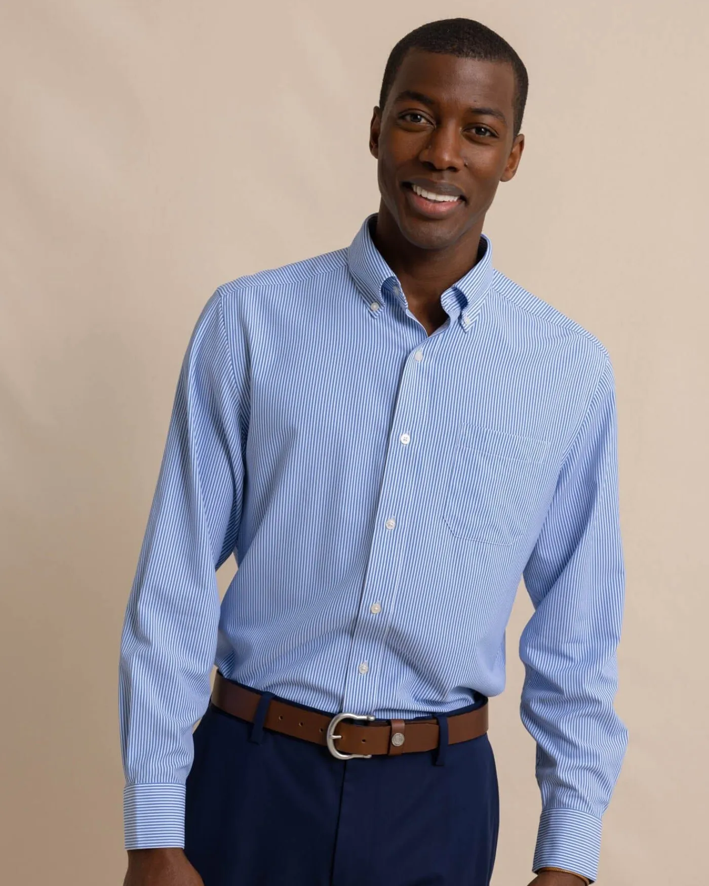 Fashion Southern Tide Bengal Stripe Brrr°® Intercoastal Sport Shirt Cobalt Blue