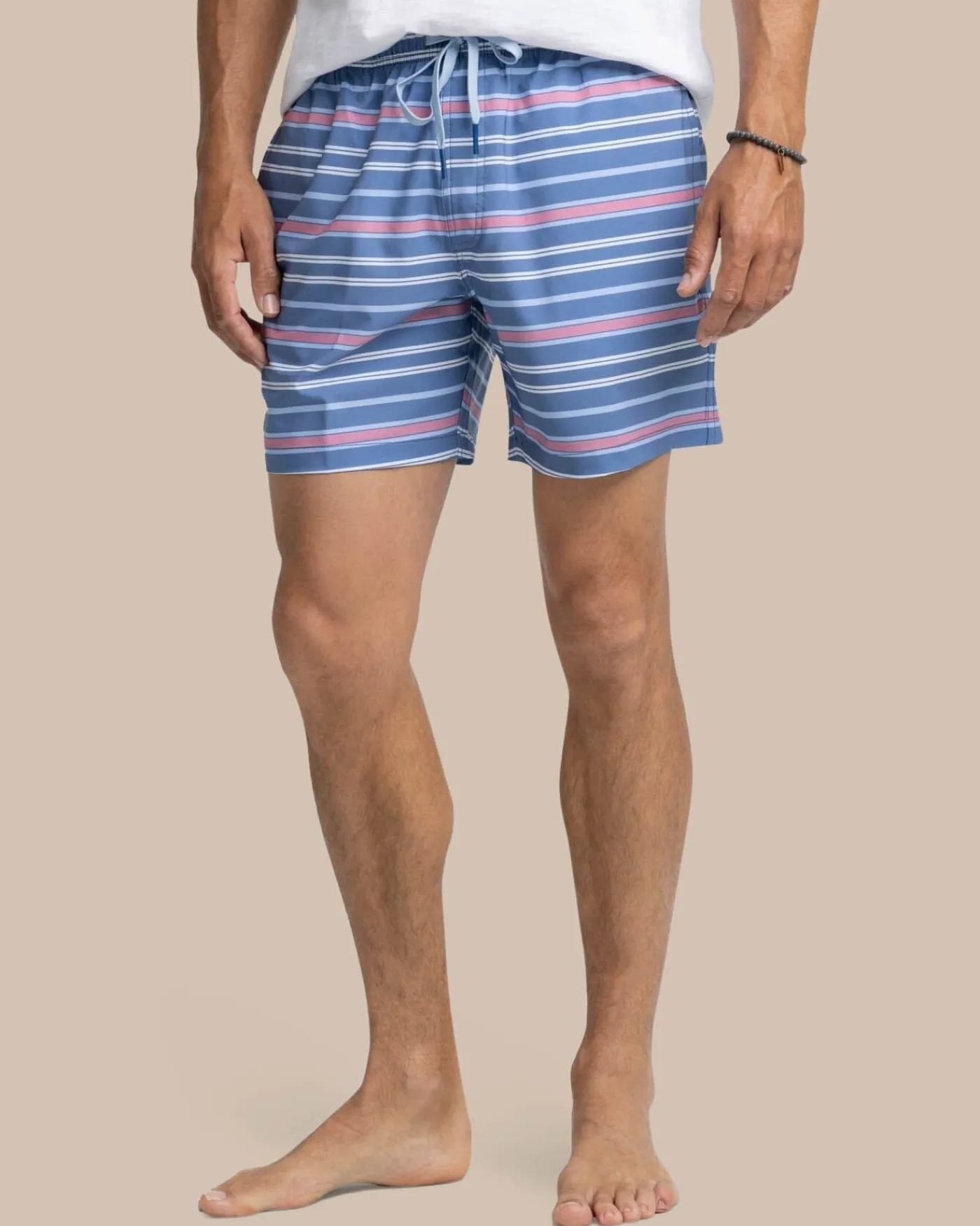 Fashion Southern Tide Breton Stripe Swim Trunk Coronet Blue