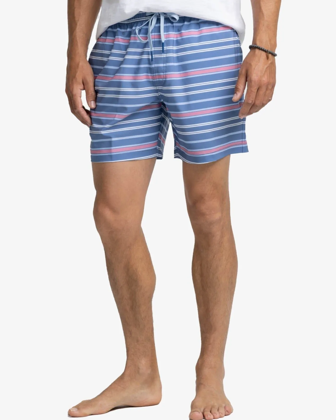 Fashion Southern Tide Breton Stripe Swim Trunk Coronet Blue