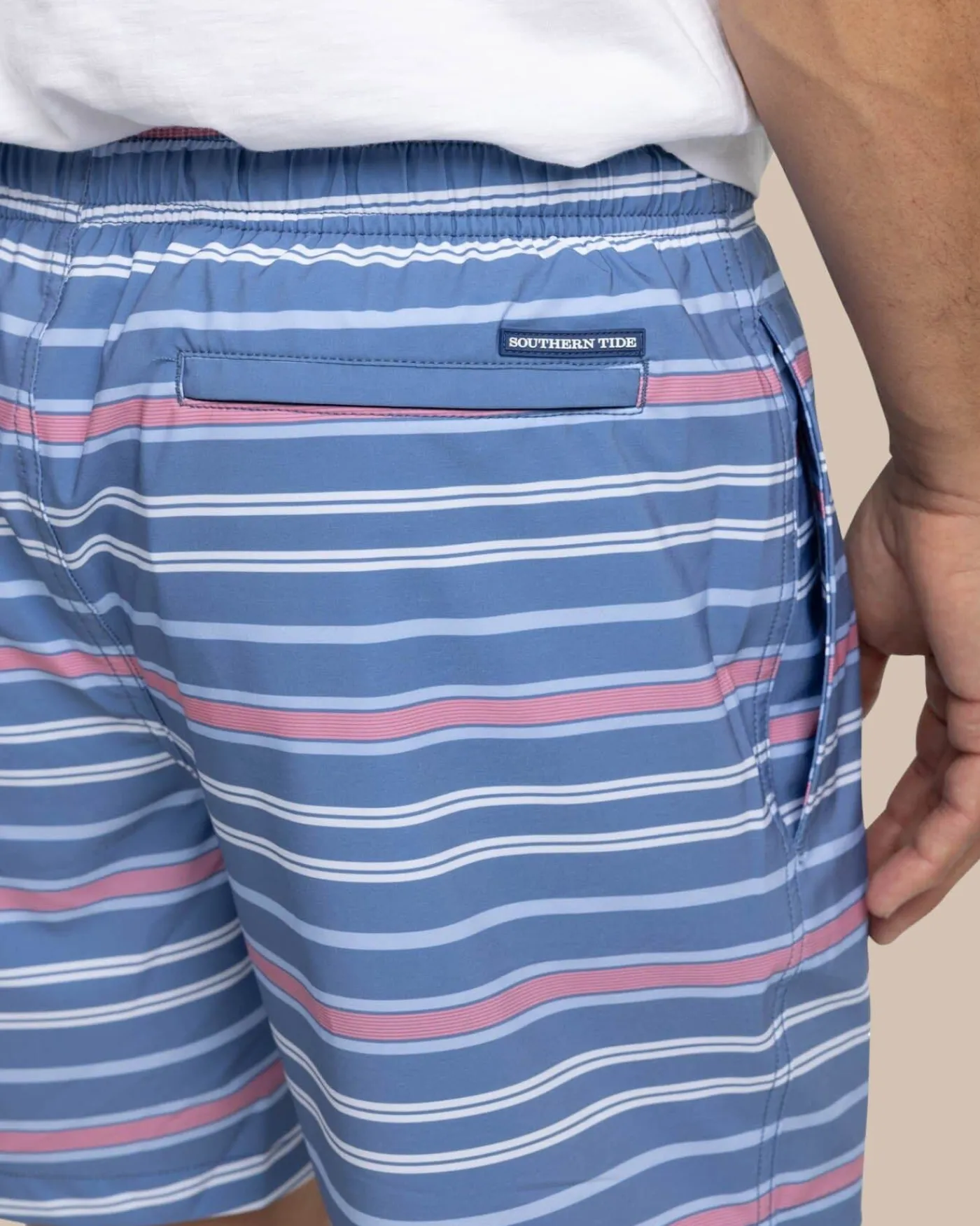Fashion Southern Tide Breton Stripe Swim Trunk Coronet Blue