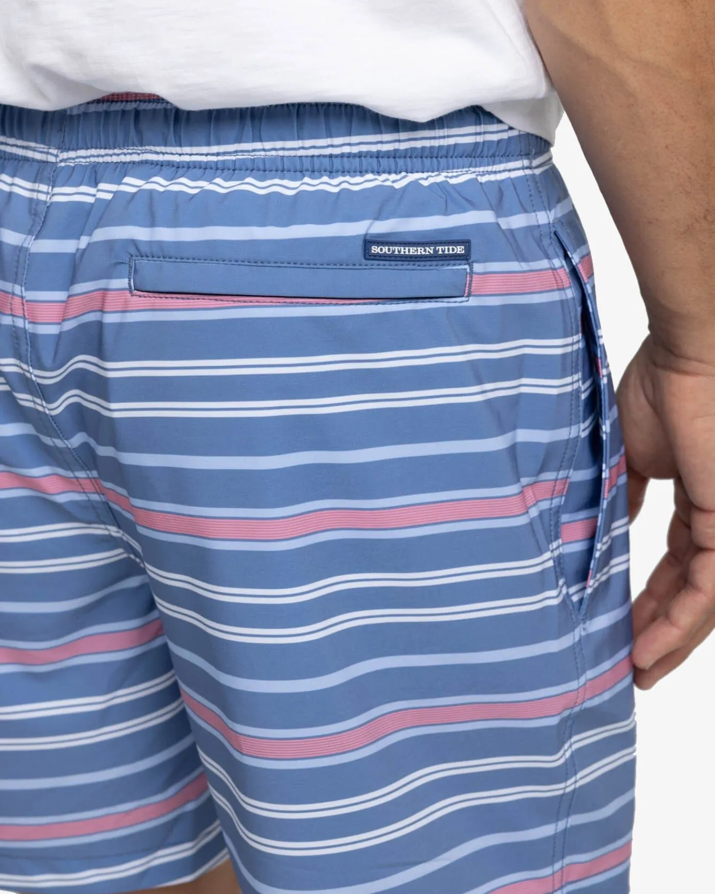 Fashion Southern Tide Breton Stripe Swim Trunk Coronet Blue
