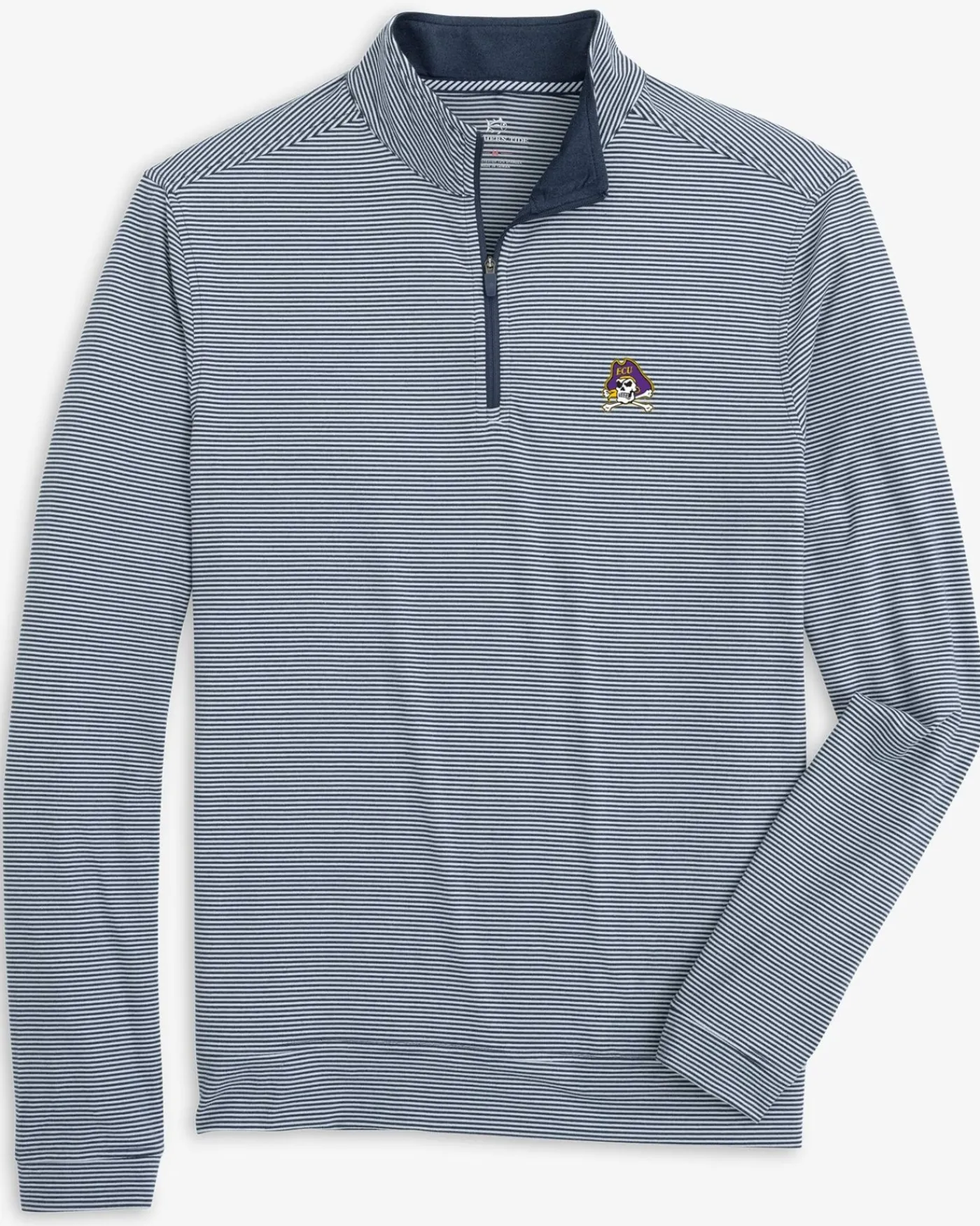 Cheap Southern Tide East Carolina Cruiser Micro-Stripe Heather Quarter Zip Heather Navy