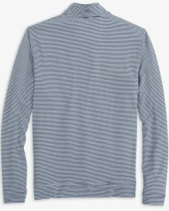 Cheap Southern Tide East Carolina Cruiser Micro-Stripe Heather Quarter Zip Heather Navy