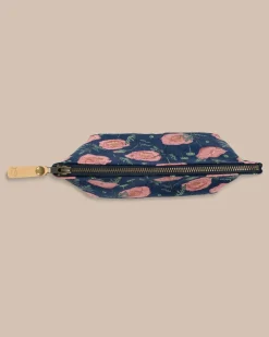 New Southern Tide Floral Travel Pouch Navy