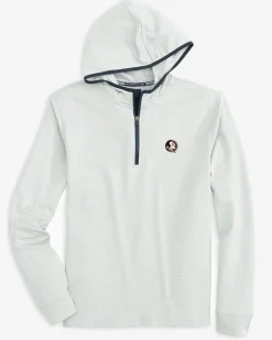 Cheap Southern Tide Fsu Seminoles Scuttle Heather Quarter Zip Hoodie Heather Slate Grey