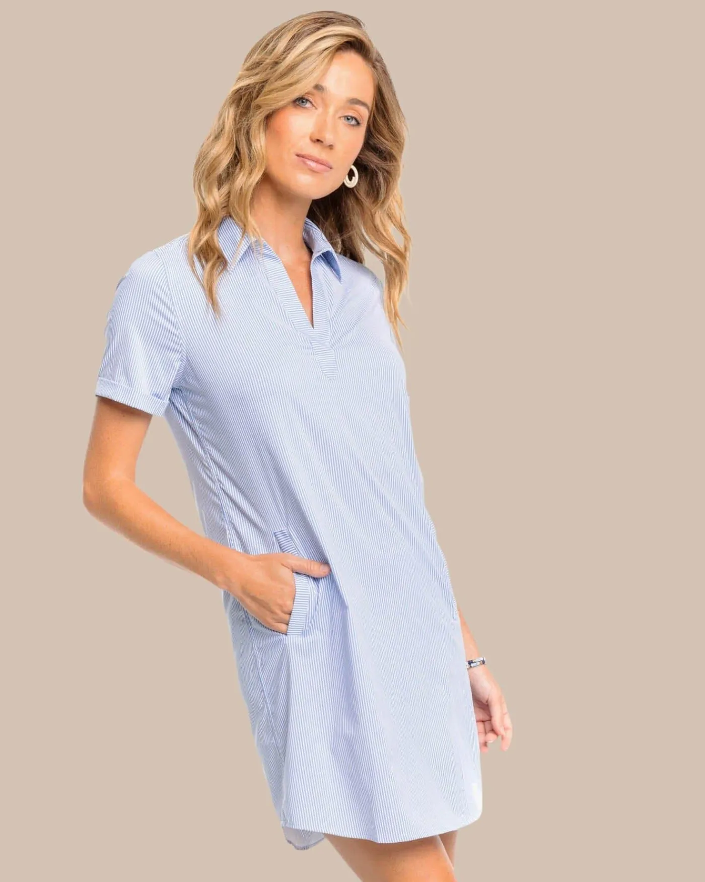 Clearance Southern Tide Kamryn Brrr°® Intercoastal Stripe Dress Cobalt Blue
