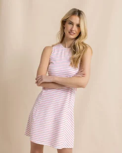 Sale Southern Tide Lyllee Striped Performance Dress Classic White