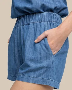 Best Sale Southern Tide Mary Ellen Denim Short Medium Wash Indigo
