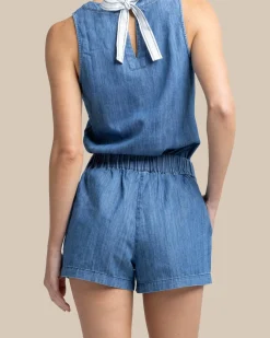 Best Sale Southern Tide Mary Ellen Denim Short Medium Wash Indigo