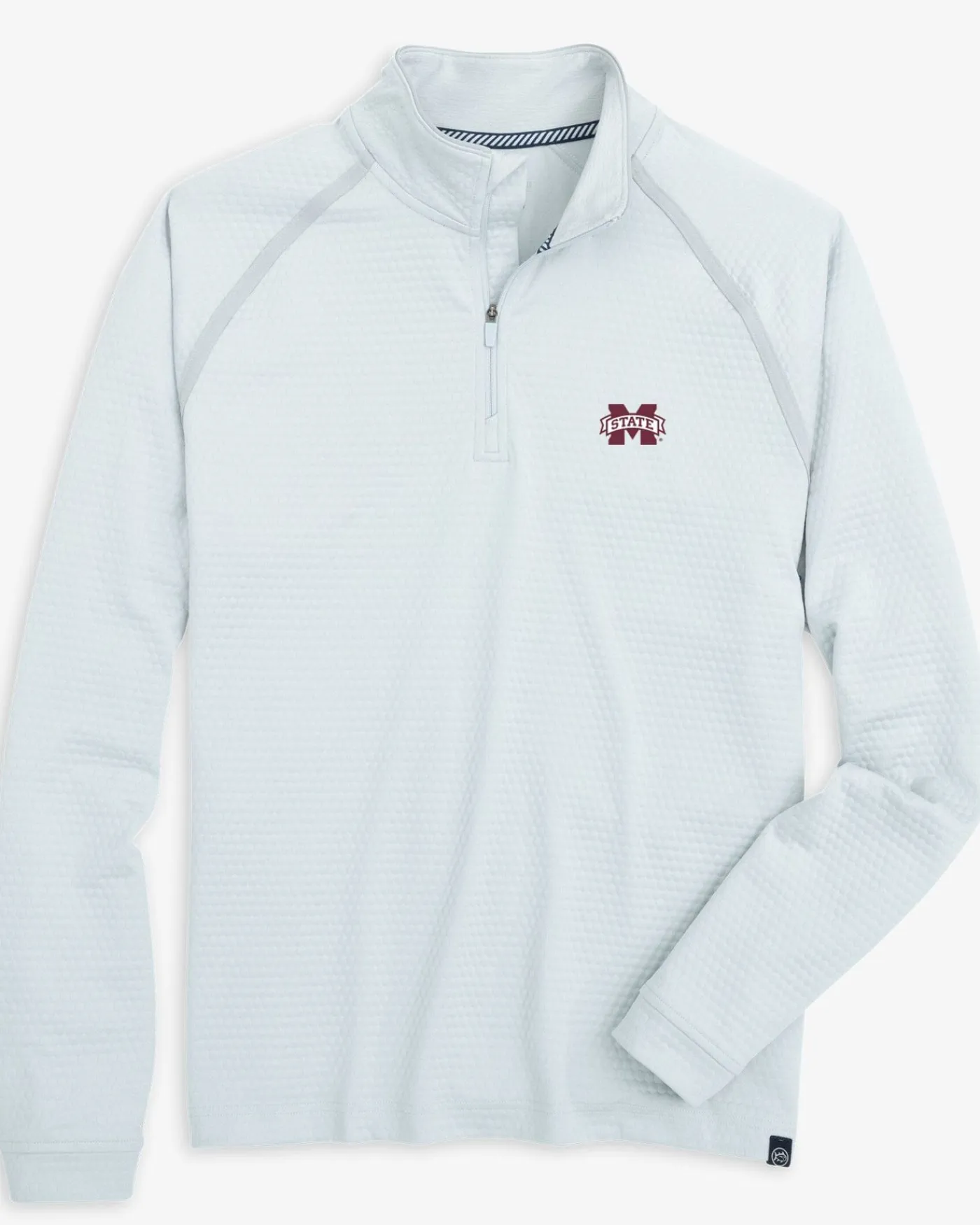 Best Sale Southern Tide Mississippi State Bulldogs Scuttle Heather Quarter Zip Heather Slate Grey