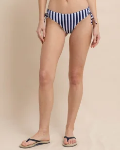 Cheap Southern Tide Tie Side Bikini Bottom In Seaside Adventure Stripe Nautical Navy
