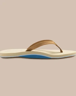 New Southern Tide Womens Leather Weekend Flipjacks Seashore